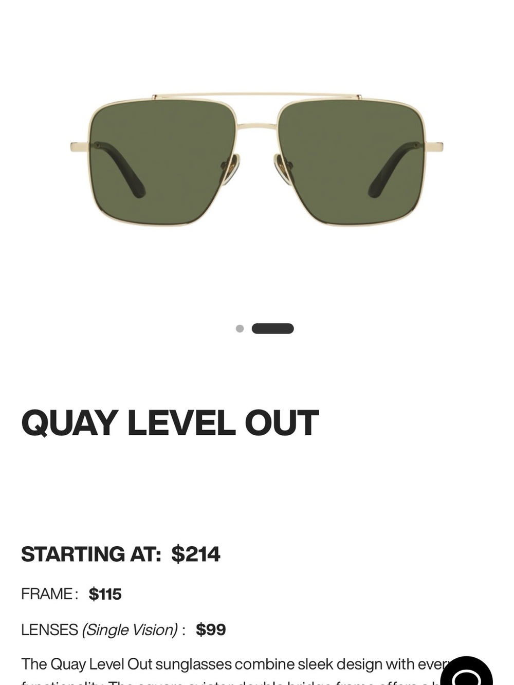 Quay Australia Level Out Sunglasses — Gold Frame with Green Lenses